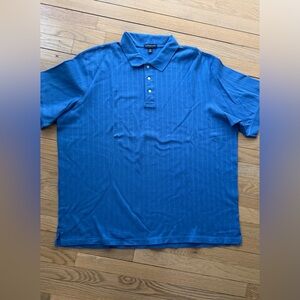 Lands' End Men's Bright Blue Pinstripe Short Sleeve Polo 3XL Corpcore